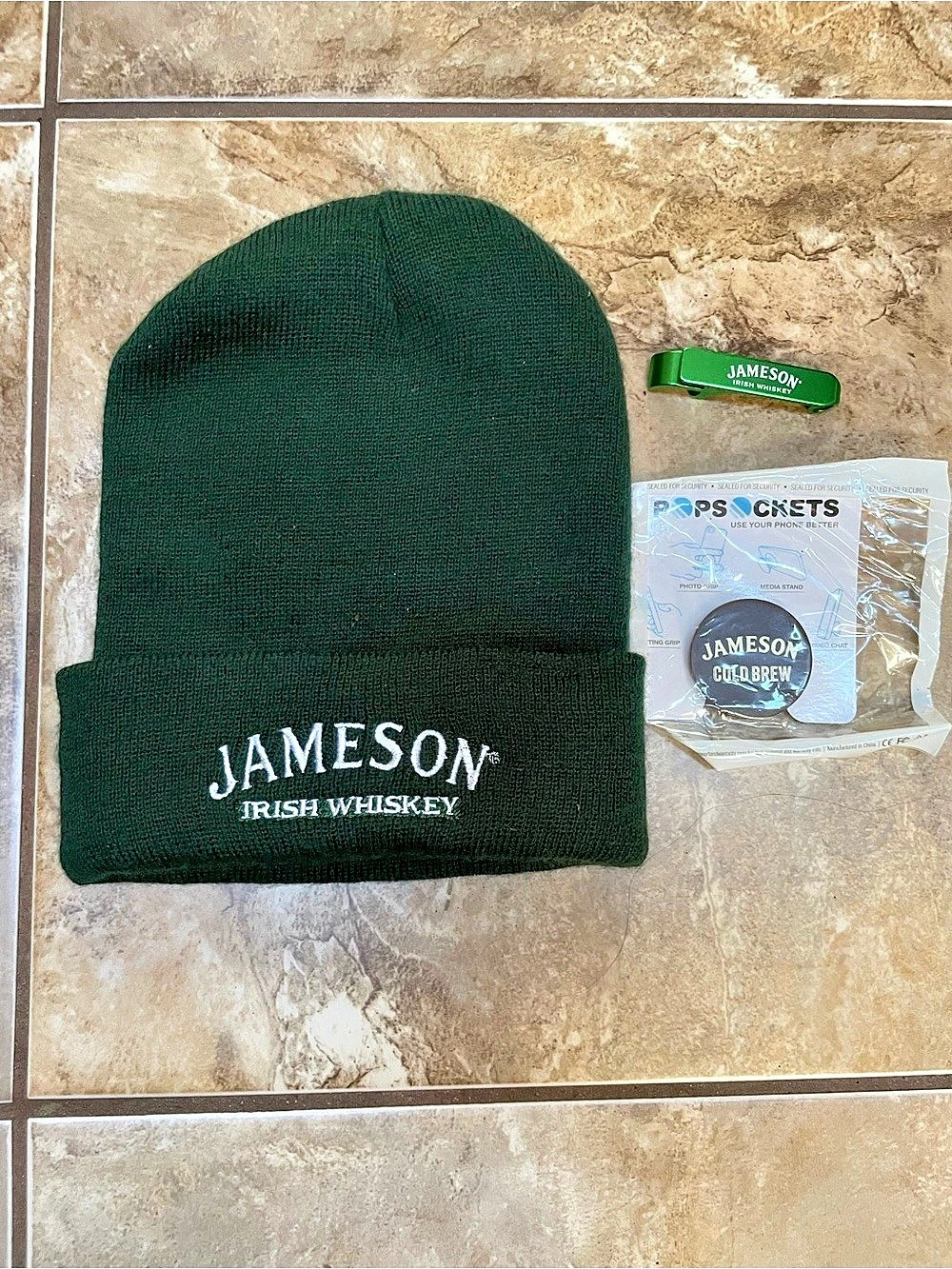 Jameson Irish Whiskey Green Knit Beanie Bundle